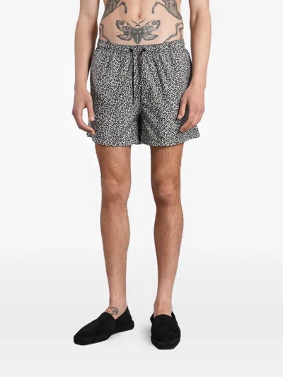 Tagliatore Floral-print Drawstring Swim Shorts In Black
