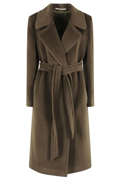 Tagliatore Molly Tie-waist Coat In Brown