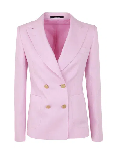 Tagliatore Four Buttons Double Breasted Blazer Clothing In Pink & Purple