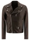 Tagliatore "franklin" Notched Lapels Leather Jacket In Black