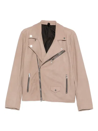 Tagliatore Franklin Zip-up Biker Jacket In Neutral
