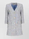 Tagliatore Frayed Edge Button Front Blazer In Multi