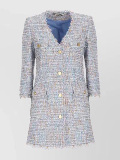 TAGLIATORE FRAYED EDGE BUTTON FRONT BLAZER