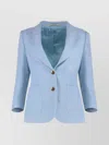 Tagliatore Front Pocket Notched Lapel Single-breasted Textured Fabric In Blue