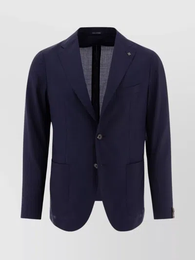 Tagliatore Front Pockets Notch Lapel Single-breasted Jackets In Blue