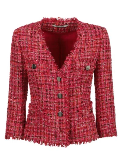 Tagliatore Fuchsia Tweed Jacket In Pink