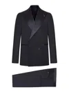 Tagliatore Double Breasted Wool Suit With Silk Inserts In Azul