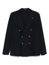 Tagliatore Double-breasted Tailored Jacket With Textured Finish In Blau