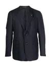 Tagliatore Herringbone Single-breasted Button Blazer In Blue