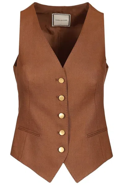 Tagliatore Panelled Waistcoat In Brown