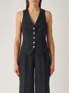 Tagliatore Women Striped V-necked Vest In Navy-bianco