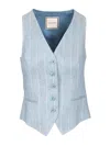 Tagliatore Striped Linen Cotton Blend Vest