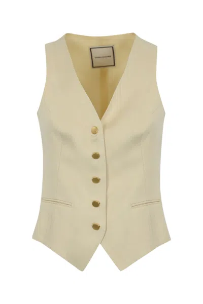 Tagliatore Gaelle Linen Waistcoat In Avano