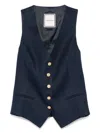 Tagliatore Gold-button Sleeveless Waistcoat In Blue