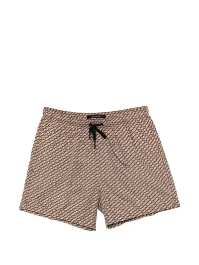 Tagliatore Geometric-print Drawstring Swim Shorts In Brown
