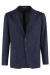 Tagliatore Single Breasted Wool Silk Cotton Tuoia Effect Jacket In Blu