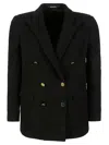 Tagliatore Boucle Double-breasted Jacket Gold-tone Buttons In Black
