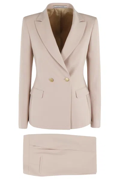 Tagliatore Double-breasted Tailored Blazer With Straight-leg Trousers In Nude