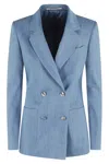 Tagliatore Denim Lurex Double-breasted Blazer With Notch Lapel In Blu Jeans
