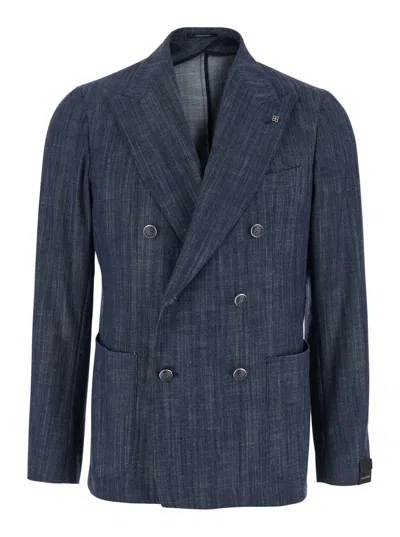 TAGLIATORE 'MONTECARLO' BLUE DOUBLE-BREASTED JACKET