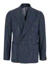 TAGLIATORE 'MONTECARLO' BLUE DOUBLE-BREASTED JACKET IN DENIM MAN