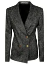 Tagliatore Double Breasted Herringbone Pattern Jacket In Black