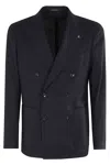 Tagliatore Double-breasted Cashmere Blazer In Blu