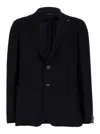 Tagliatore Ribbed-knit Blazer With Tailored Fit In Blu