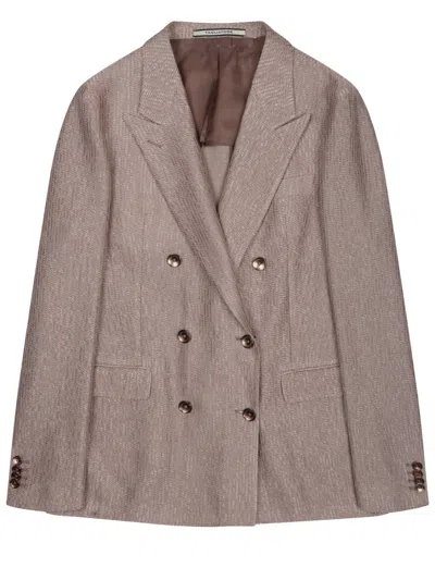 Tagliatore Structured Shoulder Suit Jacket Notch Lapel In Brown
