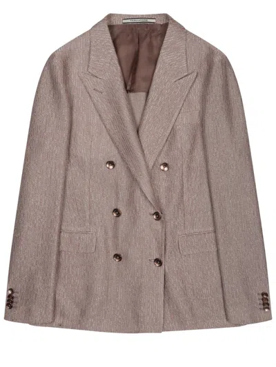 Tagliatore Structured Shoulder Suit Jacket Notch Lapel In Brown