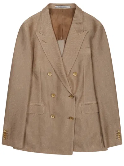 Tagliatore Classic Double-breasted Jacket With Tailored Fit Size 40 In Neutral