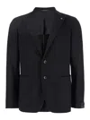 Tagliatore Black Jacket With Classic Revers And Logo Pin In Kashmir Man In Black