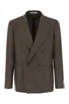 Tagliatore Double-breasted Patch-pocket Blazer In Brown