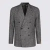 Tagliatore Textured Fabric Double-breasted Front Pockets Notch Lapel In Gray
