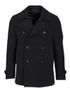 Tagliatore Black Double-breasted Coat With Wide Notched Revers In Black