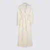Tagliatore Long Wool Coat With Belt In Neutral