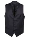 Tagliatore Wool Vest With Adjustable Buckle Strap In Black
