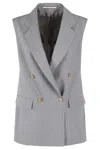 Tagliatore Pinstriped Double-breasted Tailored Vest In Grigio
