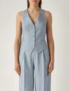 Tagliatore Gilet Gaelle Jacket In Denim Chiaro Gessato