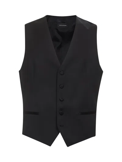 Tagliatore Gilet In Lana Vergine Nera In Nero