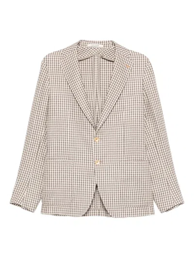 Tagliatore Gingham-pattern Single-breasted Blazer In White