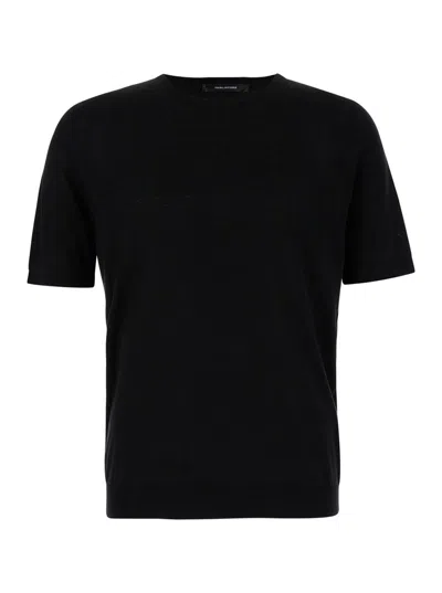 Tagliatore Josh T-shirt In Black Silk
