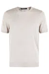 Tagliatore Crew Neck Melange T-shirt In Linen-cotton Blend In Corda