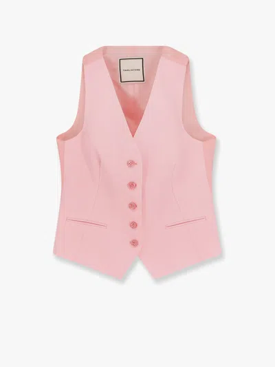 Tagliatore Giselle Linen Vest In Pink