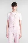 Tagliatore Giselle Vest In Rose-pink Cotton