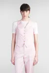 Tagliatore Giselle Vest In Rose-pink Cotton In Rose-pink