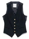 Tagliatore Women Striped V-necked Vest In Blue