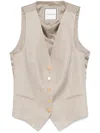 Tagliatore Tailored Linen Vest With Gold-tone Buttons In Neutrals