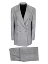 Tagliatore Houndstooth Tailored Double-breasted Blazer And Wide-leg Trousers In Gray