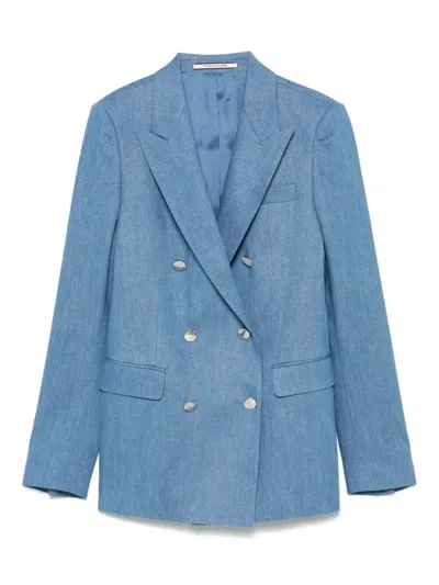 TAGLIATORE GLITTER-DETAIL DOUBLE-BREASTED BLAZER